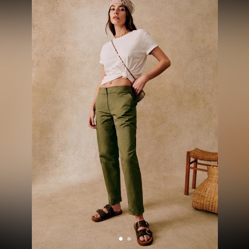Sezane Milo Trouser - Khaki Green